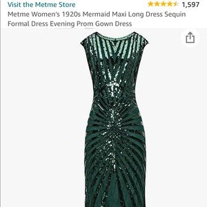 Women’s Metme Dark Green 1920s sequin flapper dress. Size Medium